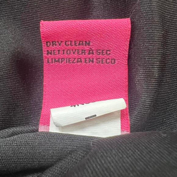 Betsy Johnson Dress Size 14 Black Floral Sheath Front Slit Scuba Cap Sleeve - Picture 9 of 11